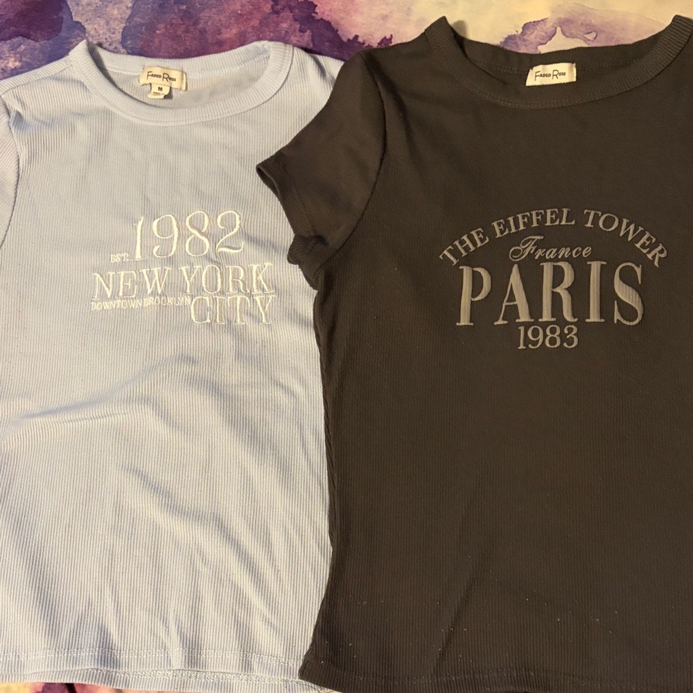 Blue and Black Juniors Graphic Tees